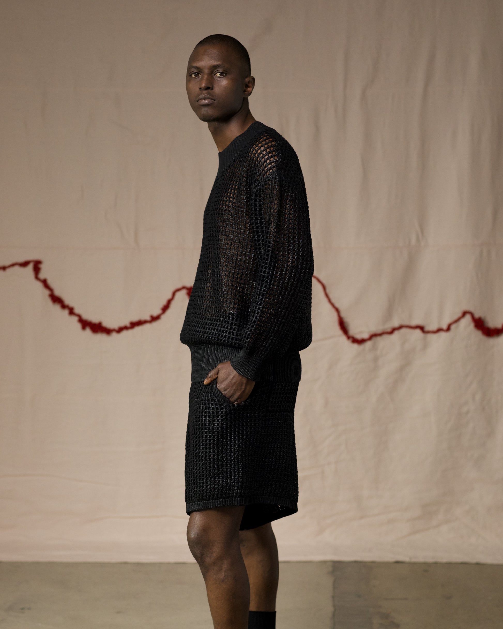 Side View of Fisherman Knit Sweater by Mind Less